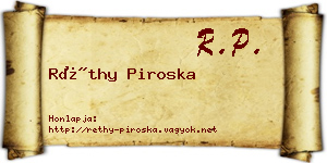 Réthy Piroska névjegykártya